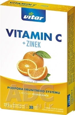 Vitar vitamin c + zinek tbl oro s příchutí pomeranč 1x30 ks