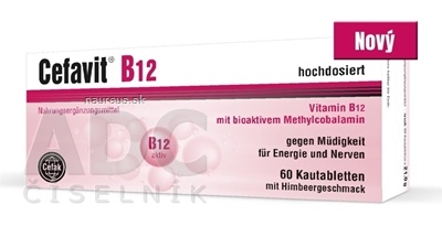 Levně Cefak KG Cefavit B12 vitamin žvýkací tablety s malinovou příchutí 1x60 ks