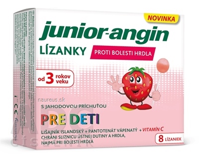 Levně HCS Health Care Supply GmbH Junior-angin lízátka pro děti s jahodovou příchutí 1x8 ks 8 ks