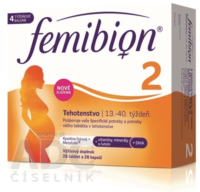 Levně P&G Health Austria GmbH & Co. OG Femibion 2 Těhotenství tbl 28 + cps 28 (kys. Listová + vitamíny, minerály + DHA) 1x56 ks 56 ks