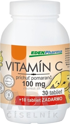 Levně EDENPharma, s.r.o. EDENPharma VITAMIN C 100 mg příchuť pomeranč tbl 30 + 10 zdarma (40 ks) 40 ks
