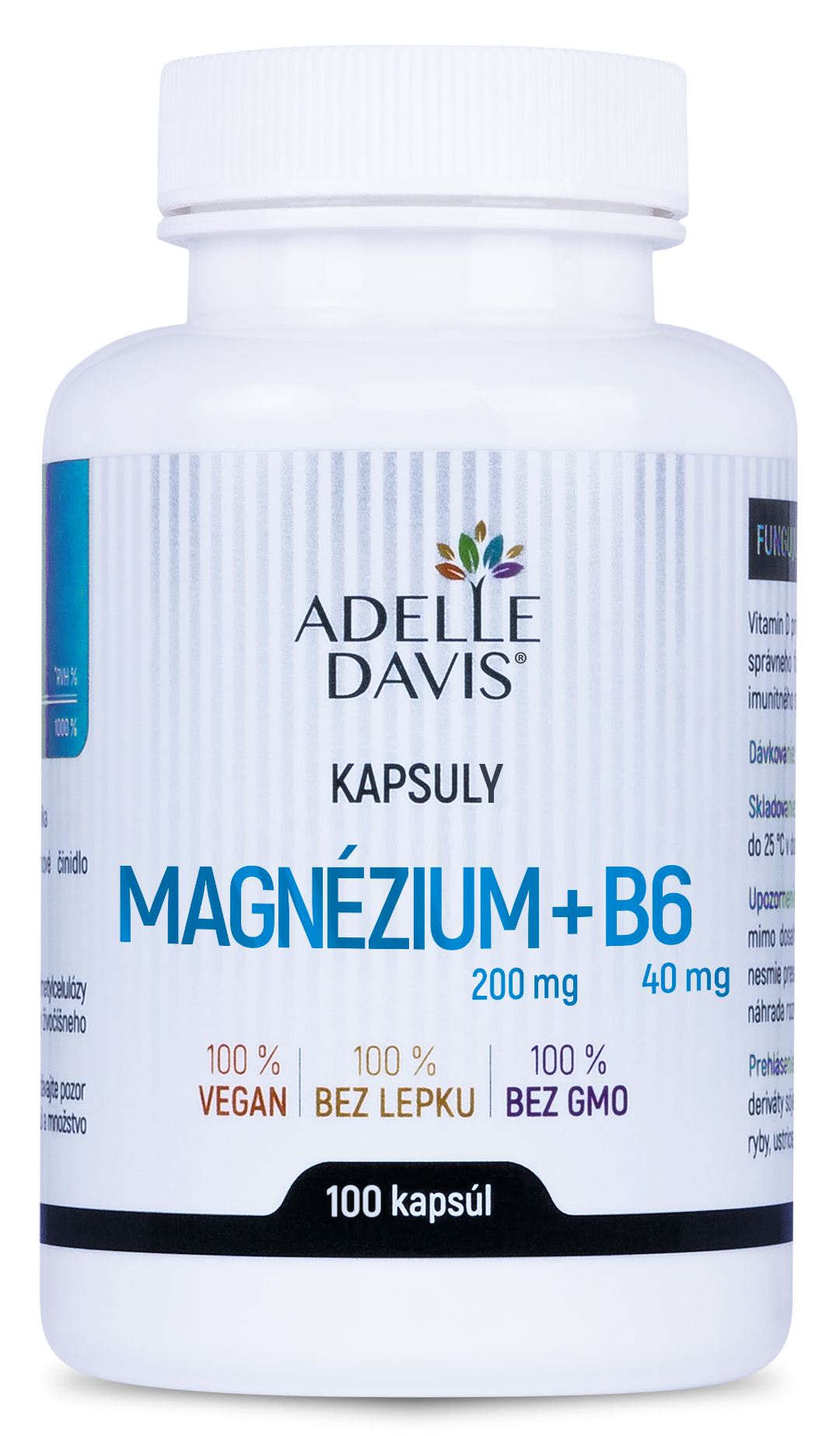 Levně Adelle Davis Adelle Davis - Magnézium, 200 mg a B6 40mg, 100 kapslí 240mg