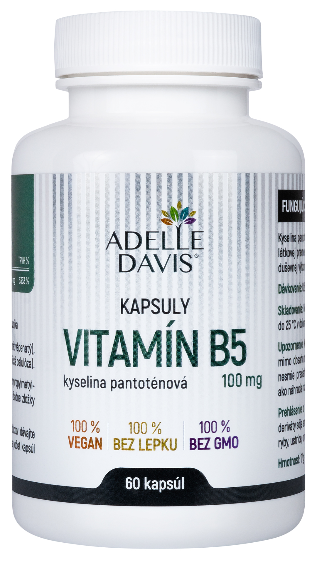 Levně Adelle Davis Adelle Davis - Vitamin B5 (kyselina pantotenová) 100 mg, 60 kapslí 60 ks