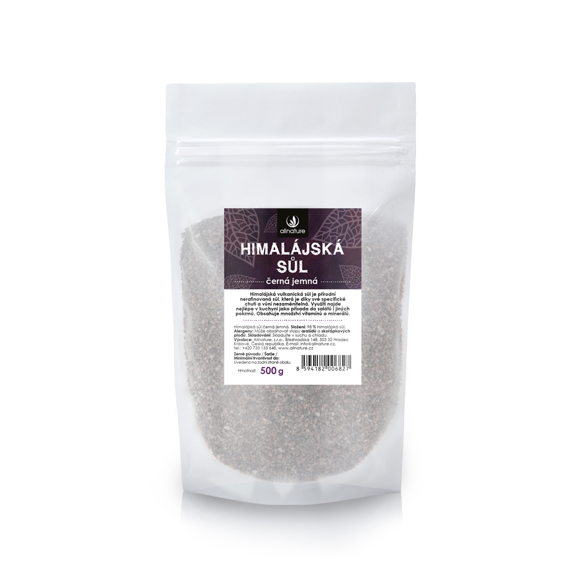 Levně Allnature Himalájská sůl černá jemná 500 g 500 g