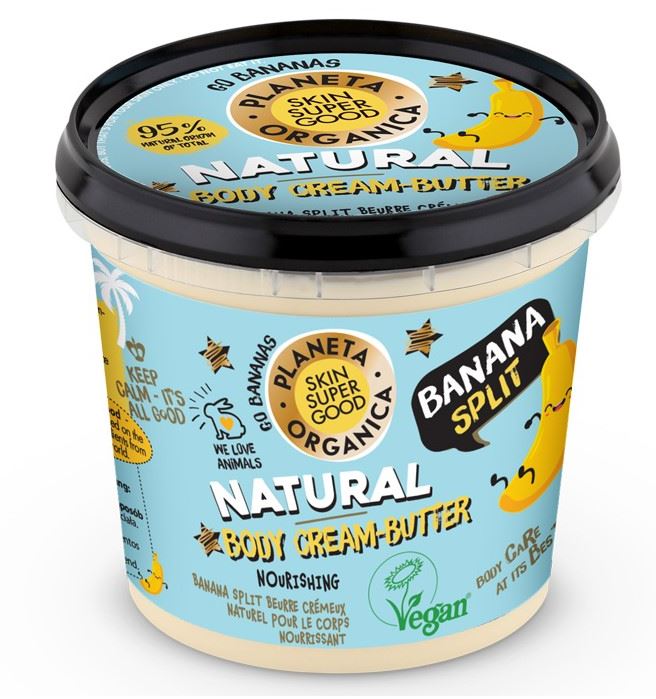 Levně Skin Super Good Planeta Organica - Tělové krémové máslo Banana split 360 ml