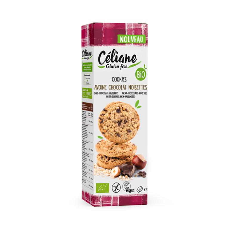 Levně Celiane glutenfree Celiane bezlepkové křehké ovesné sušenky s kousky čokolády a lískovými ořechy 120 g