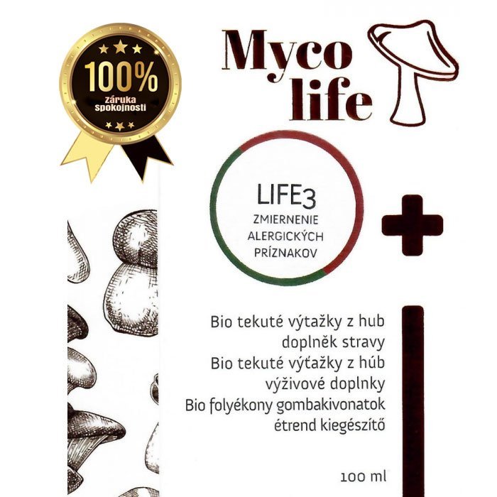 Mycolife MYCOLIFE-LIFE 3 bio Agaricus, bio Reishi, 100 ml - Zmírnění alergických příznaků 100 ml