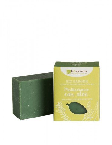 Levně laSaponaria Tuhé olivové mýdlo BIO - Středomořské bylinky s aloe (100 g) 100 g