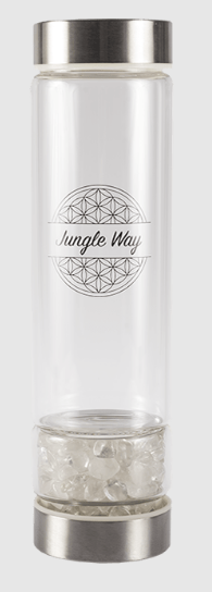 Levně Jungle Way Skleněná láhev s křišťálem květ života