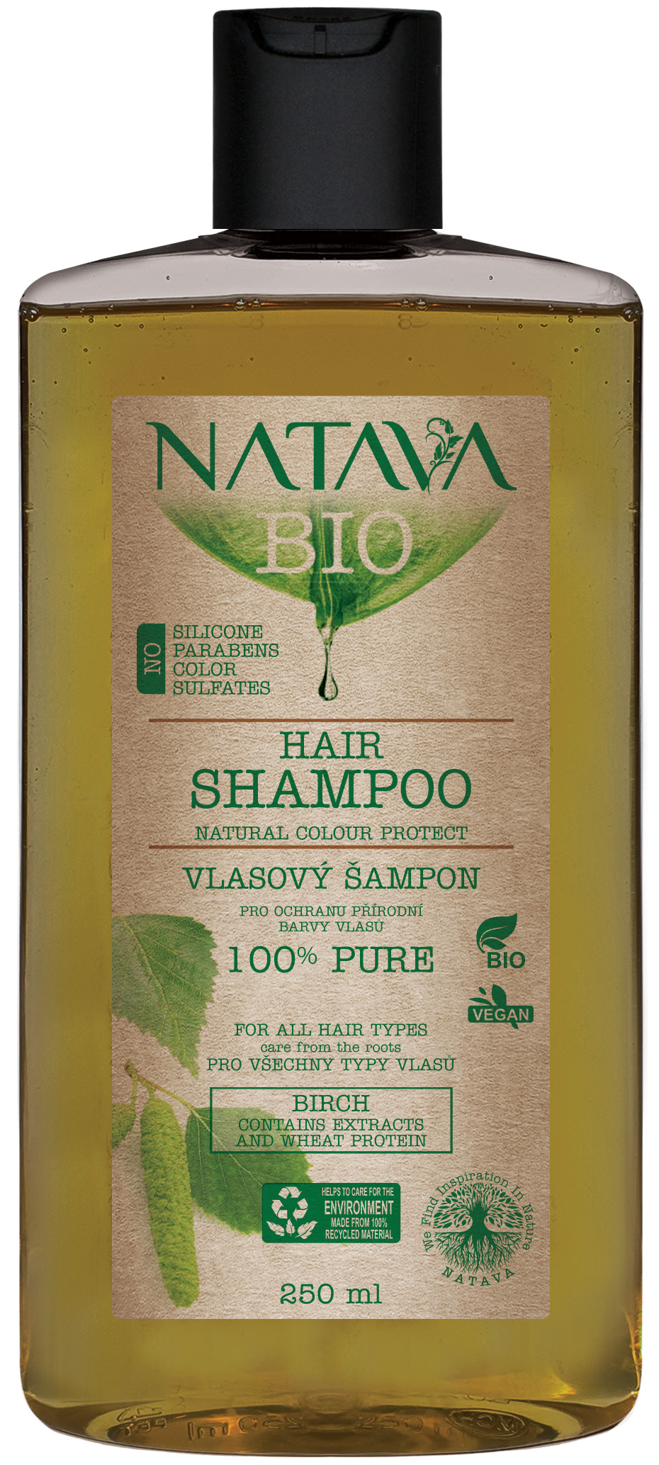Levně NATAVA Šampon Bříza - ochrana přírodní barvy vlasů 250ml