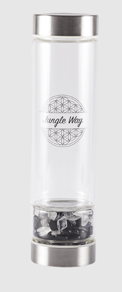 Levně Jungle Way Designová skleněná láhev s polodrahokamy 0.63 kg