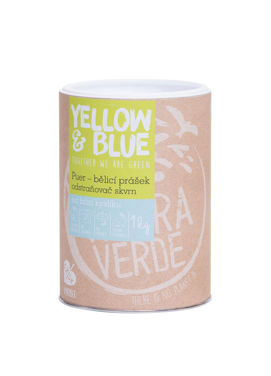 Levně Yellow & Blue Puer - bělící prášek a odstraňovač skvrn na bázi kyslíku 1 kg (dóza) 1 kg