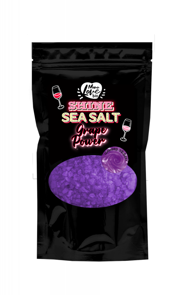 Levně Monolove Třpytivá mořská sůl do koupele Grape Power 250 g